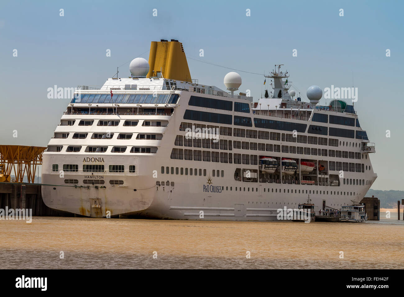 Cruise Ship In Port At Santarem Brazil Stock Photo