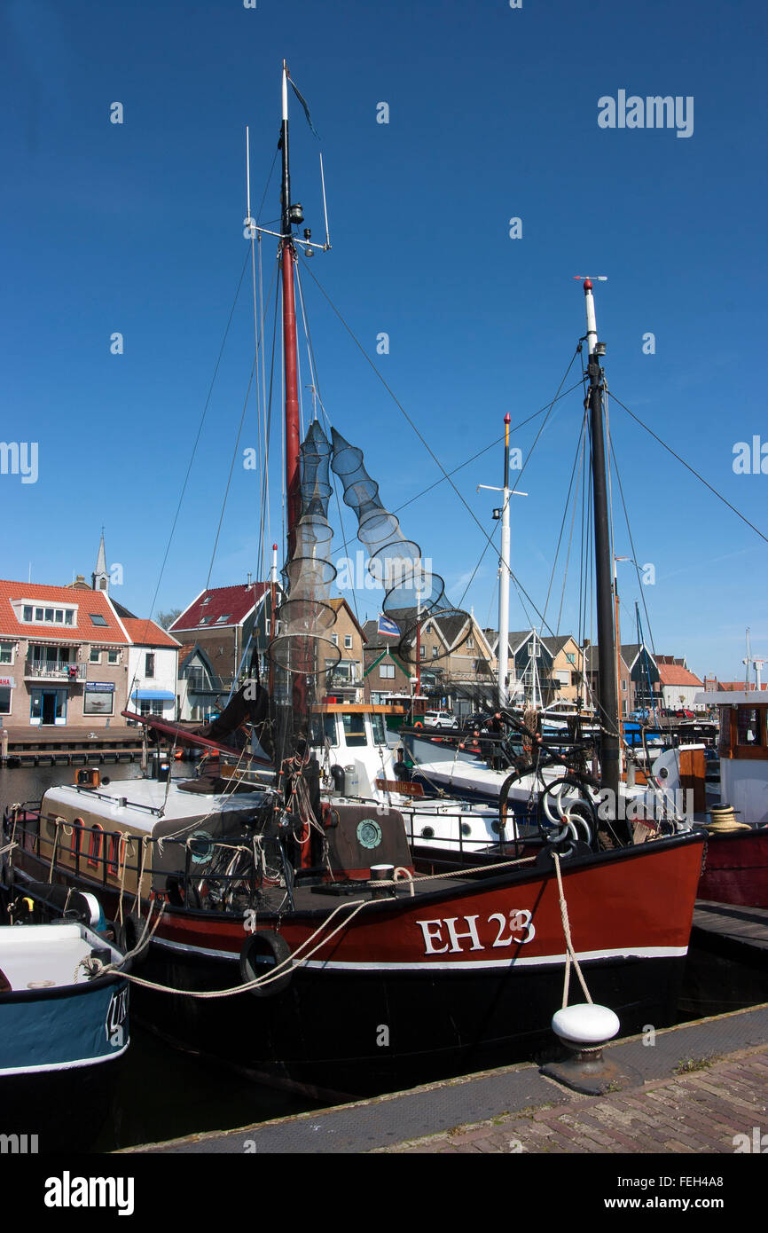 Fishing boat moored in harbour at Urk, Flevoland, Netherlands Stock Photo