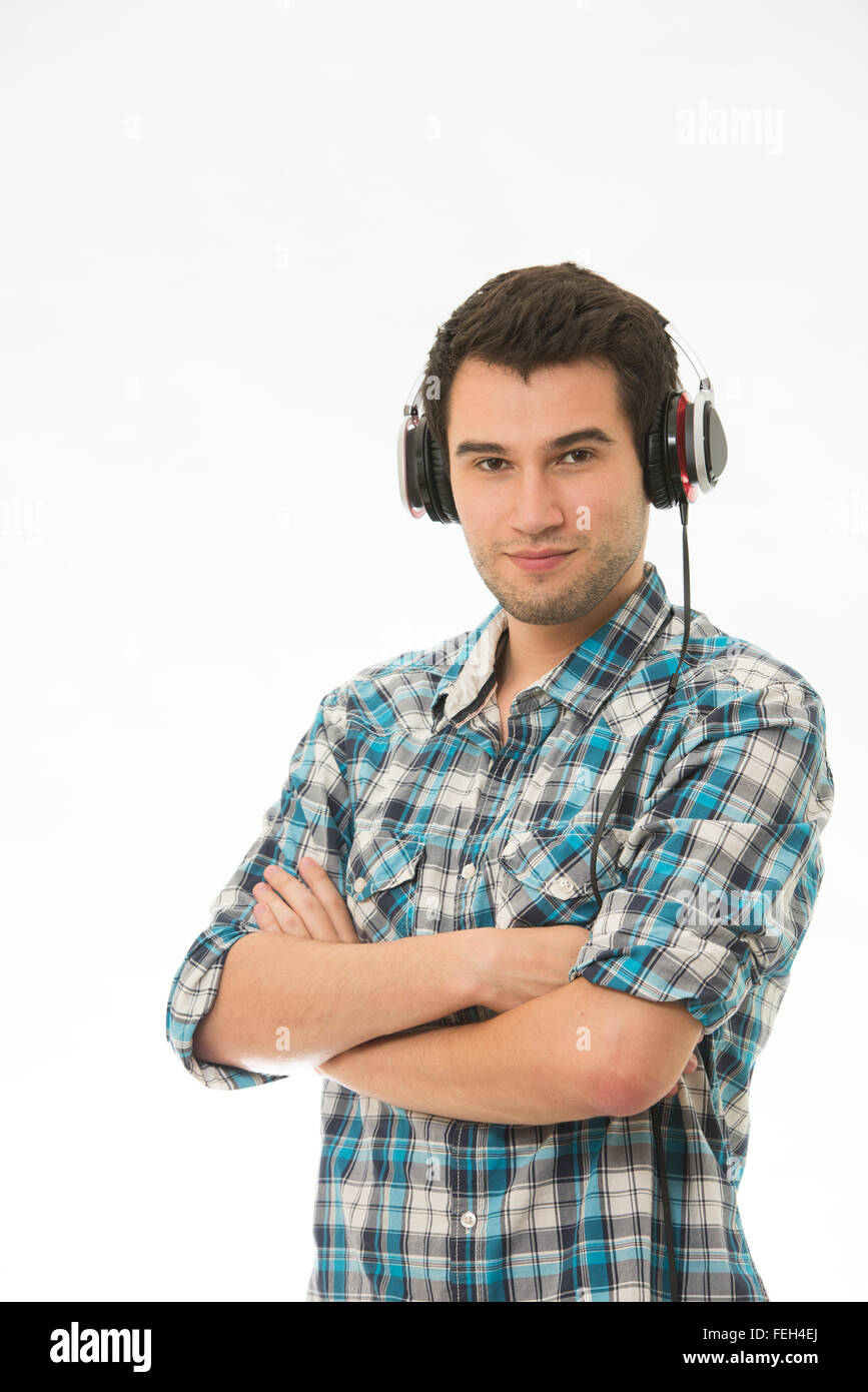 Man headphones laughing hi-res stock photography and images - Alamy