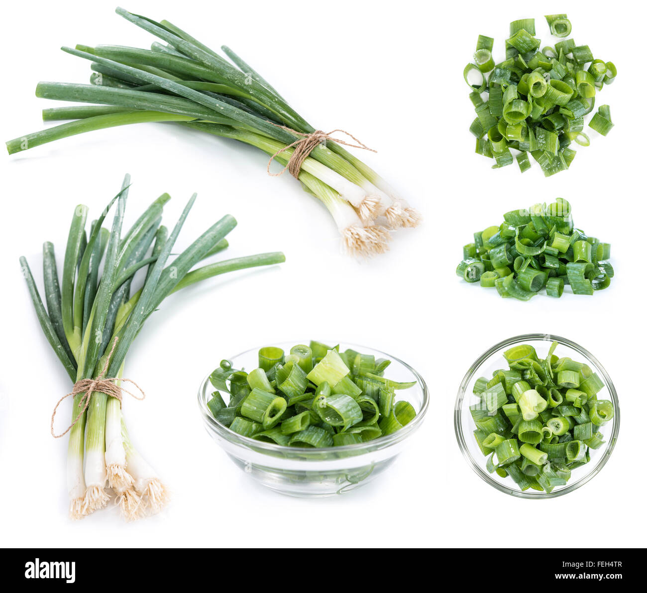 Scallions (different images) isolated on white background Stock Photo