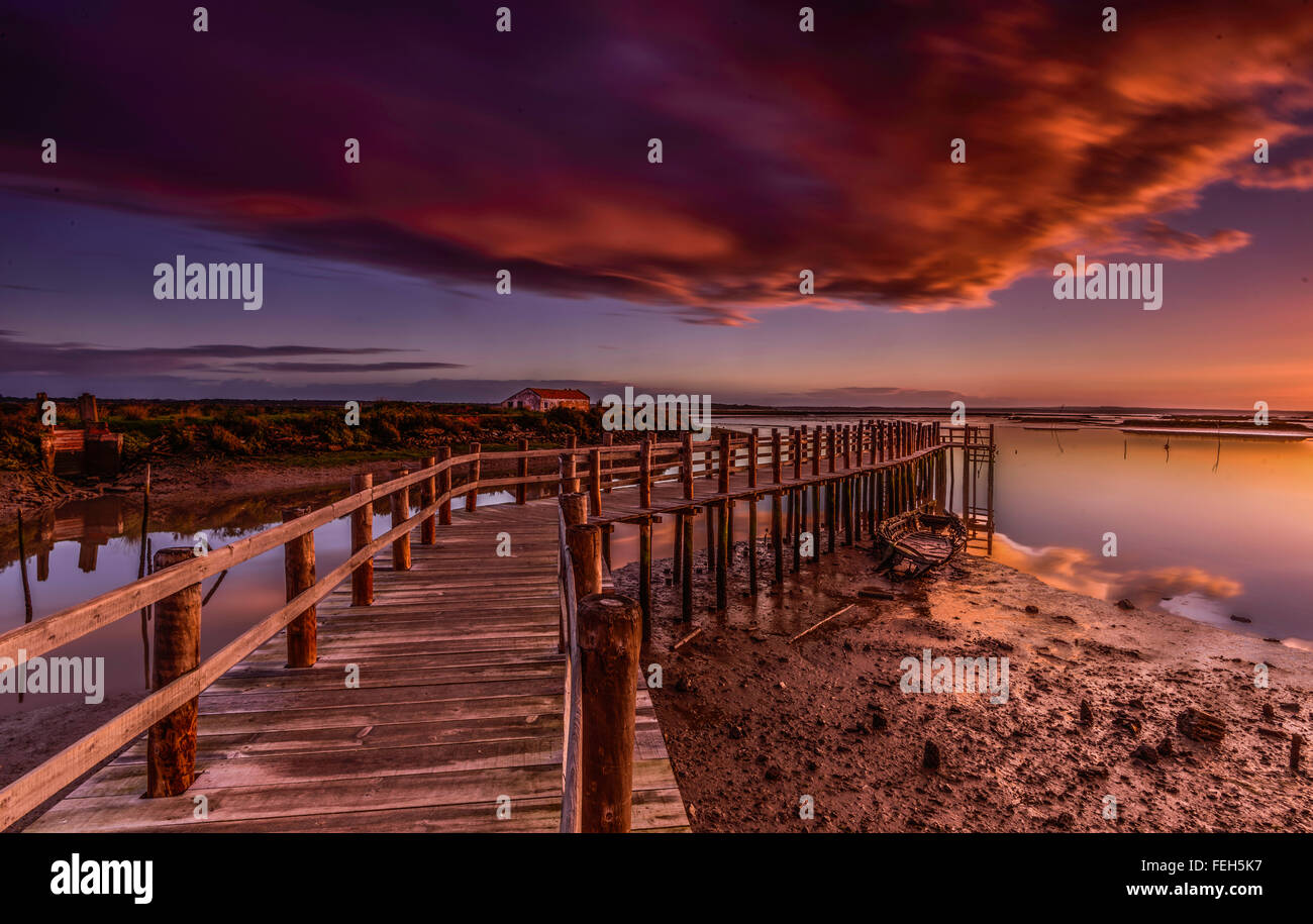 A wood pier at Mourisca Stock Photo