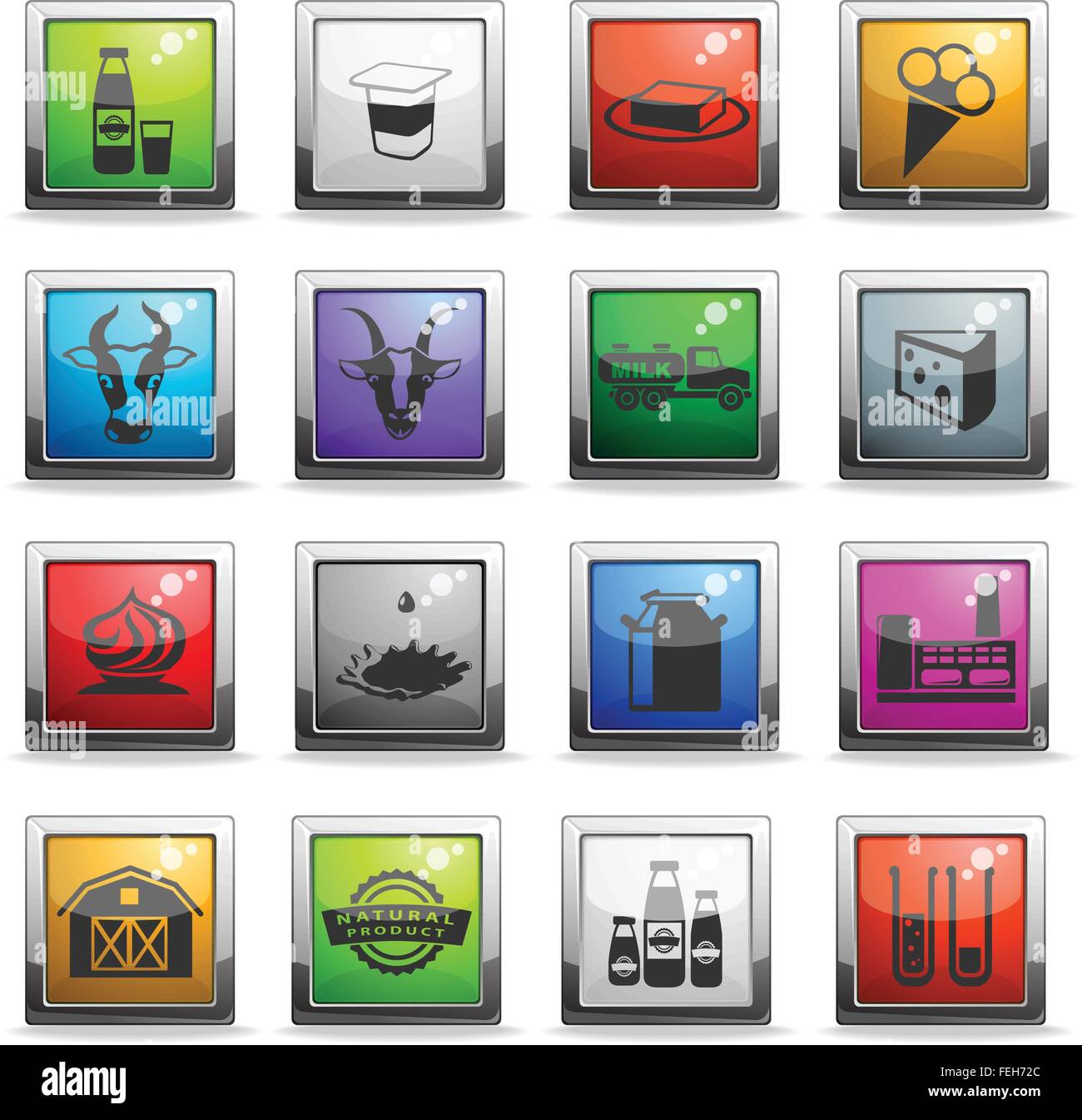 Milk industry icons set Stock Vector Image & Art - Alamy