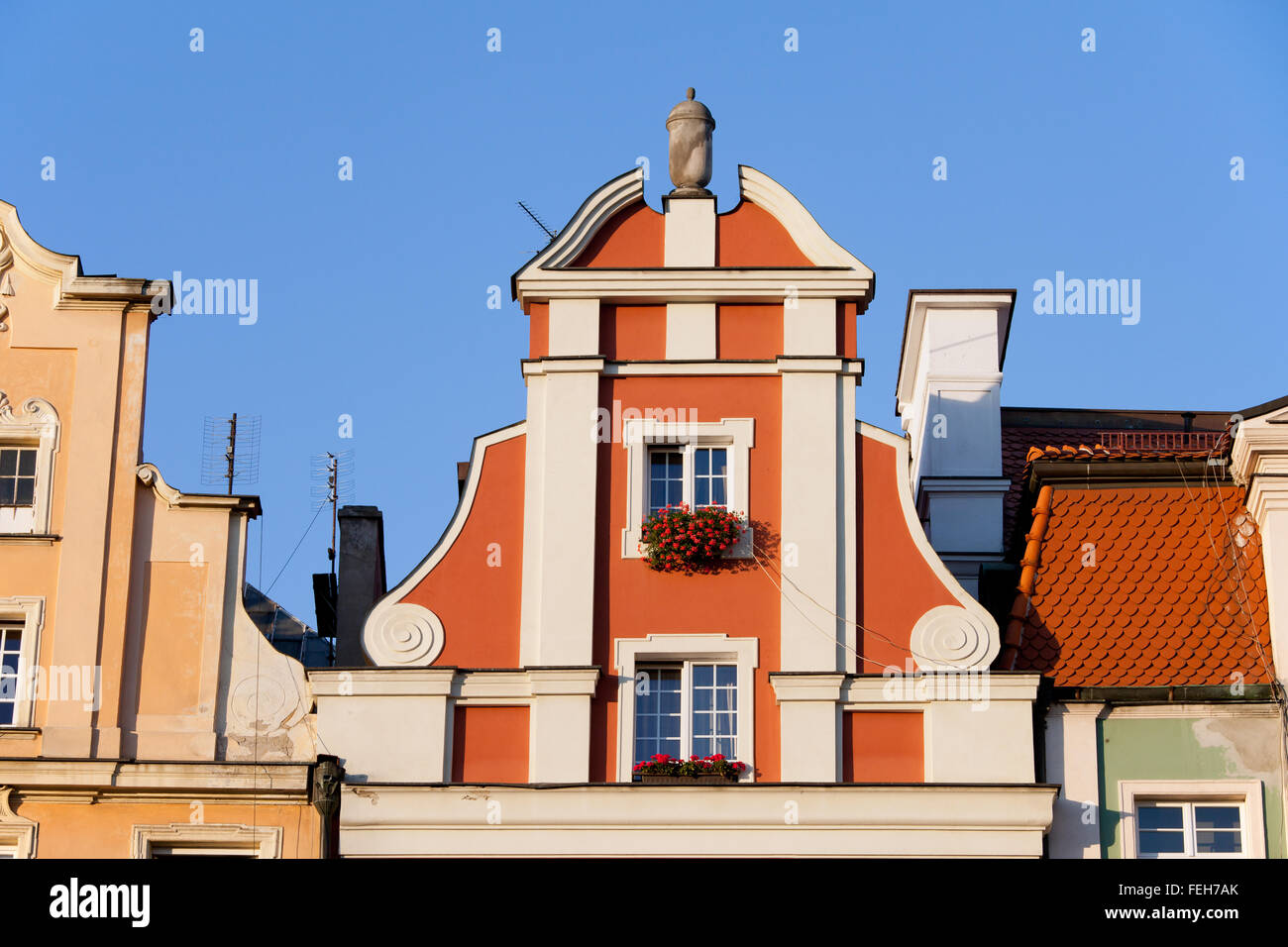 Historic tenement house attic with gable, city of Wroclaw, Lower Silesia, Poland Stock Photo Alamy
