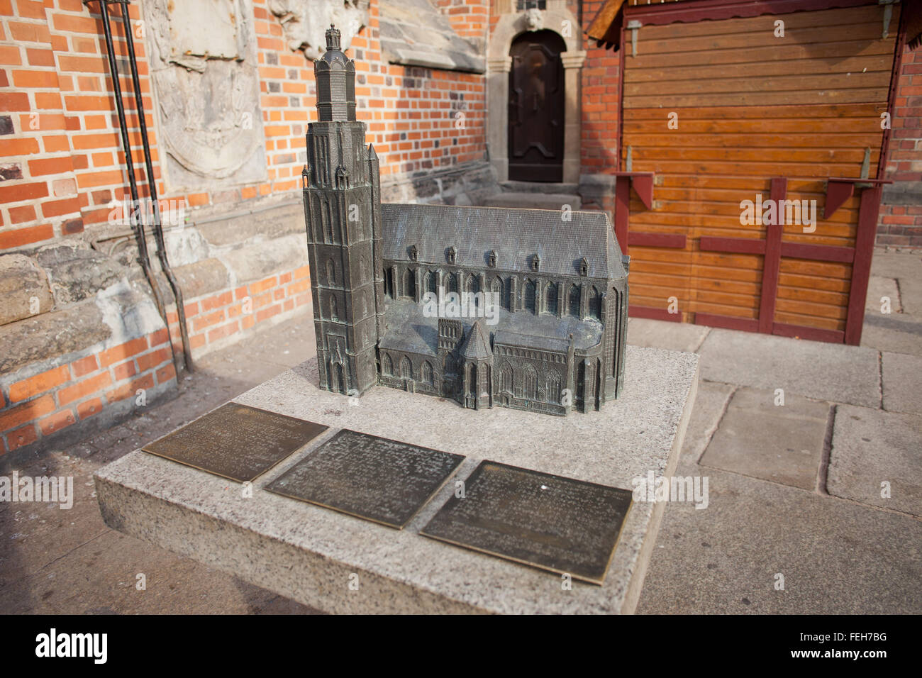 Scale model of  St. Elizabeth's Church (next to the church), 14th century Gothic architecture, Wroclaw, Poland Stock Photo