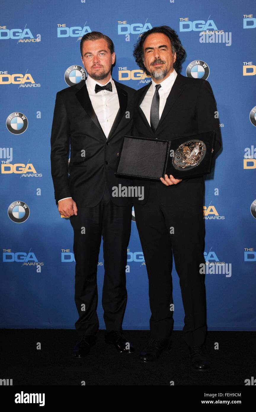 Century City, CA. 6th Feb, 2016. Leonardo DiCaprio, Alejandro Gonzalez(02)