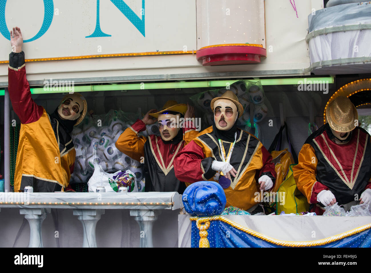 New Orleans, USA. 6th February, 2016.  The Krewe of Endymion rolls out from Lakeview near City Park for their 50th Anniversary parade during New Orleans Mardi Gras. Credit:  JT Blatty/Alamy Live News Stock Photo