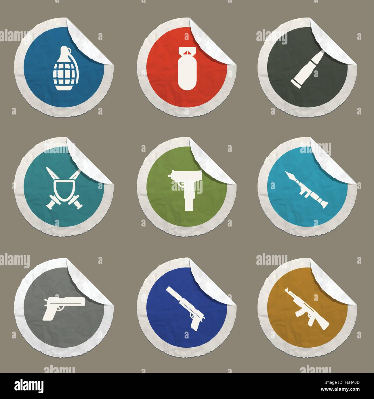 Weapon simply icons Stock Vector