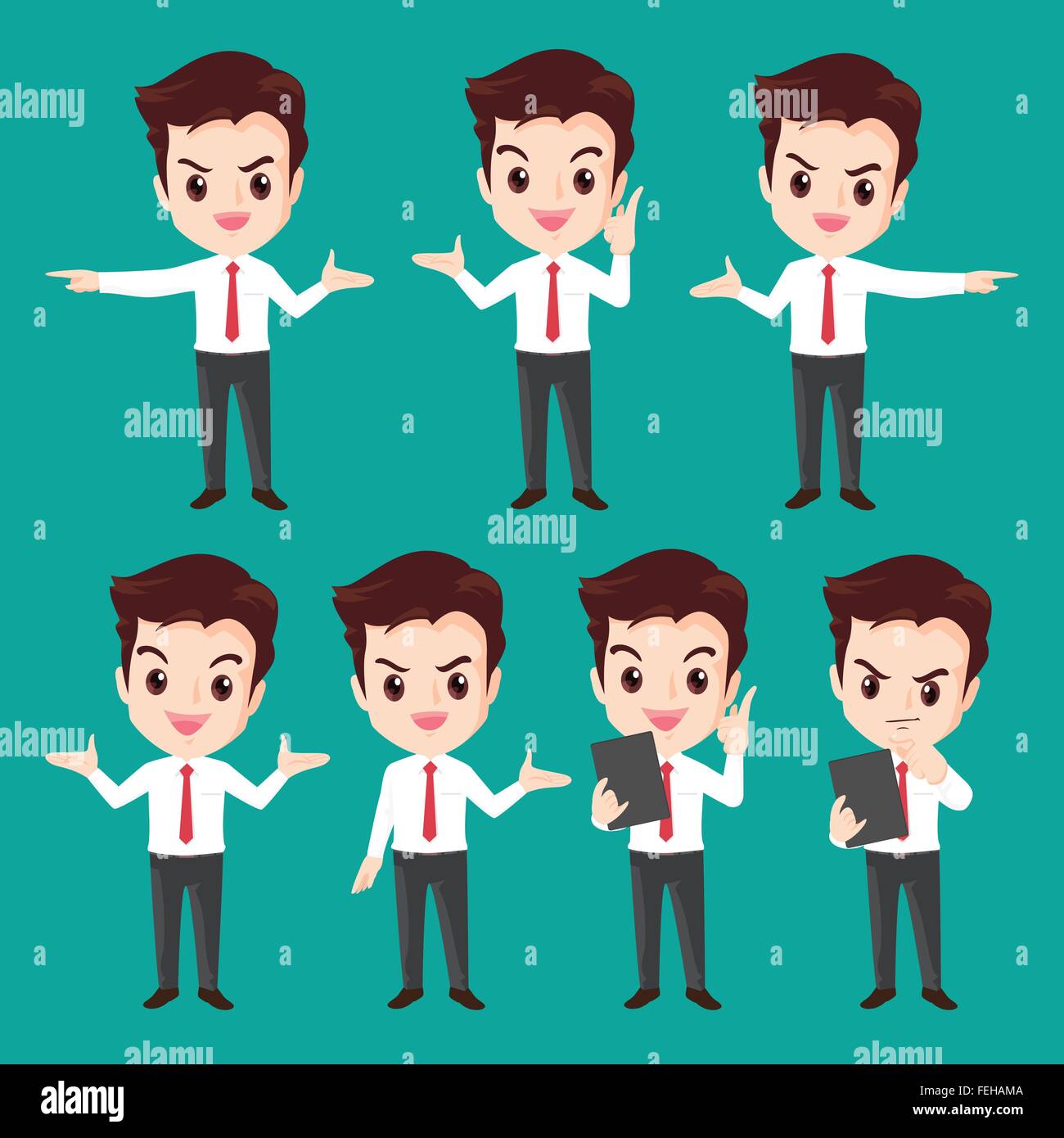 Businessman character actions set.Set of businessman character poses ...