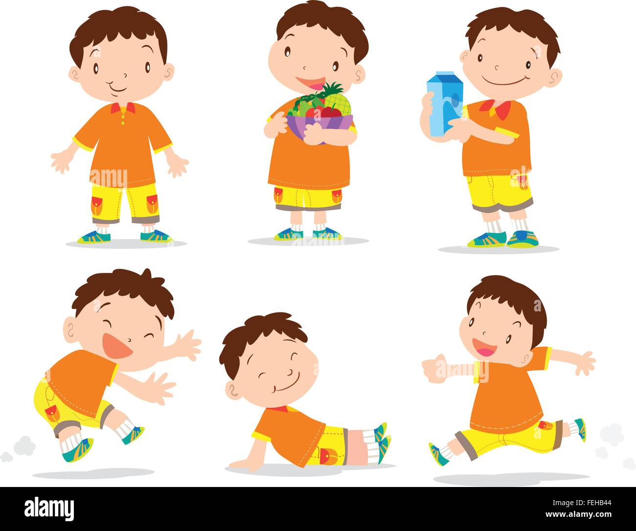 Vector set of Cute boy many  fat boy  working  home so happy many action Stock Vector Image & Art - Alamy