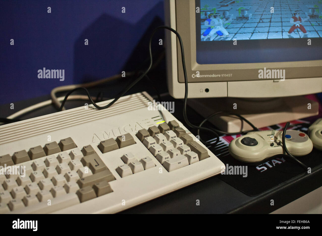 Amiga computer on display at Eurogamer expo. Stock Photo