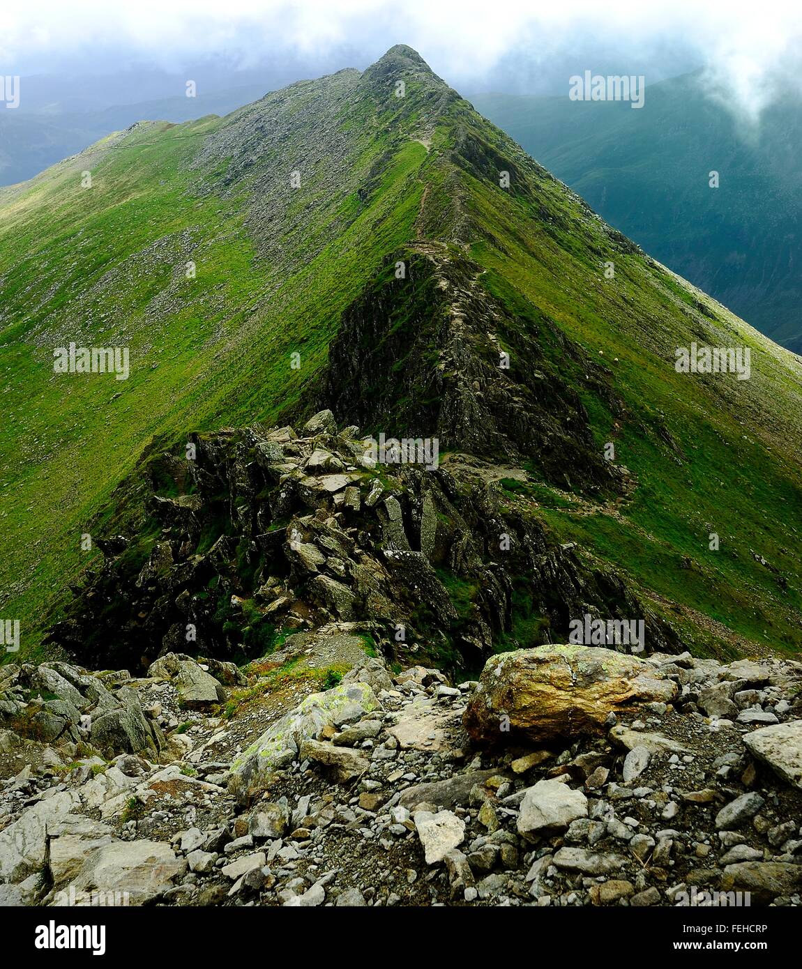 The track of Striding Edge from Helvellyn Stock Photo