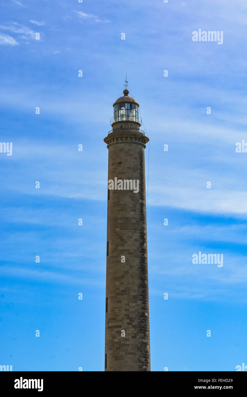 Lighthouse in Maspalomas (Faro de Maspalomas) on Grand Canary (Gran Canaria), the biggest lighthouse in the Canary Islands Stock Photo