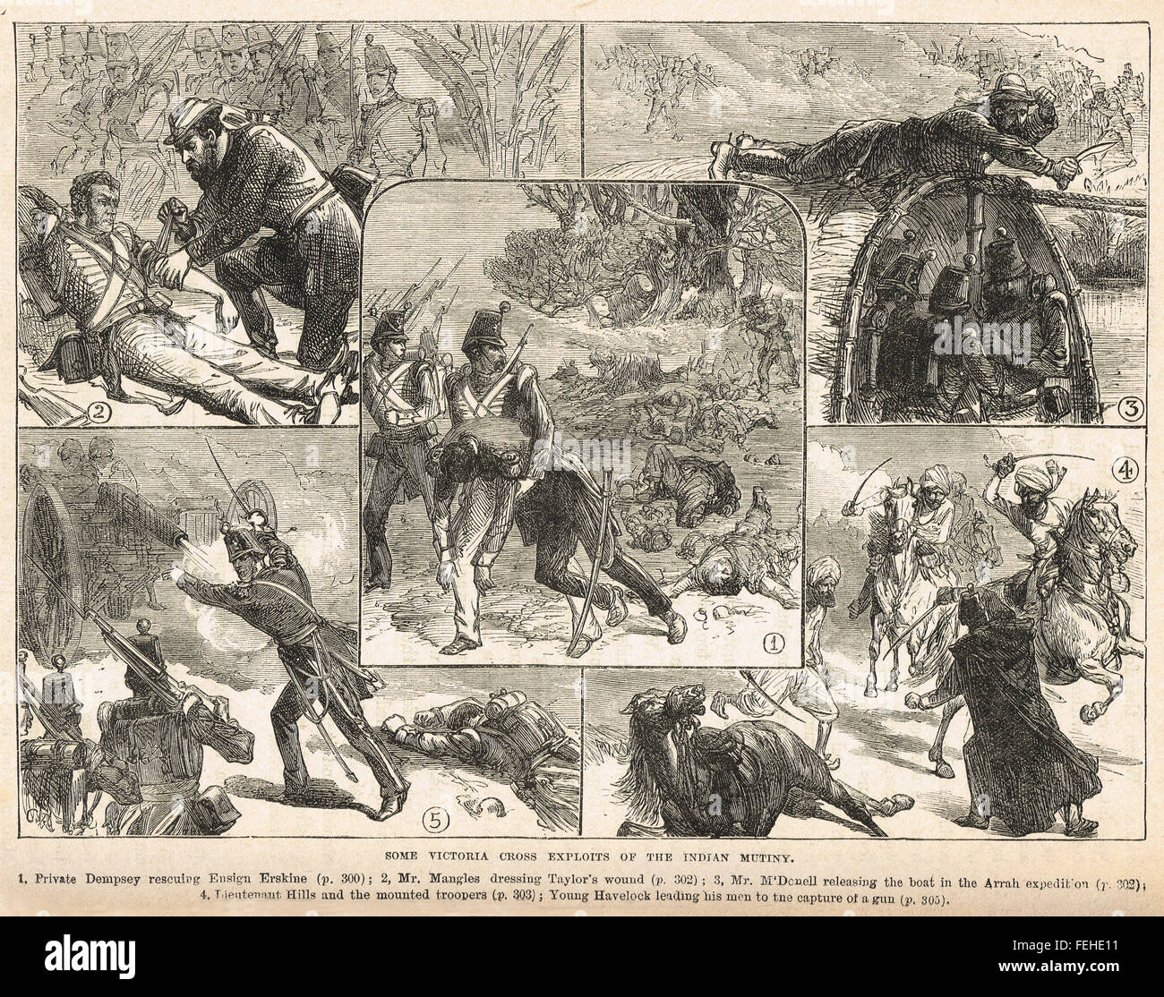 Victoria Cross exploits during The Indian Mutiny 1857 Stock Photo