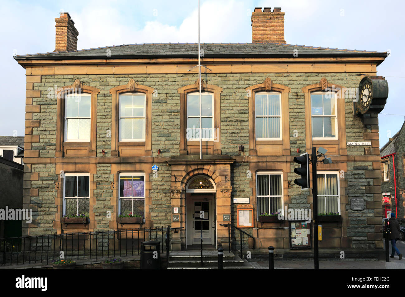 The town hall building, main street of Keswick town, Lake District