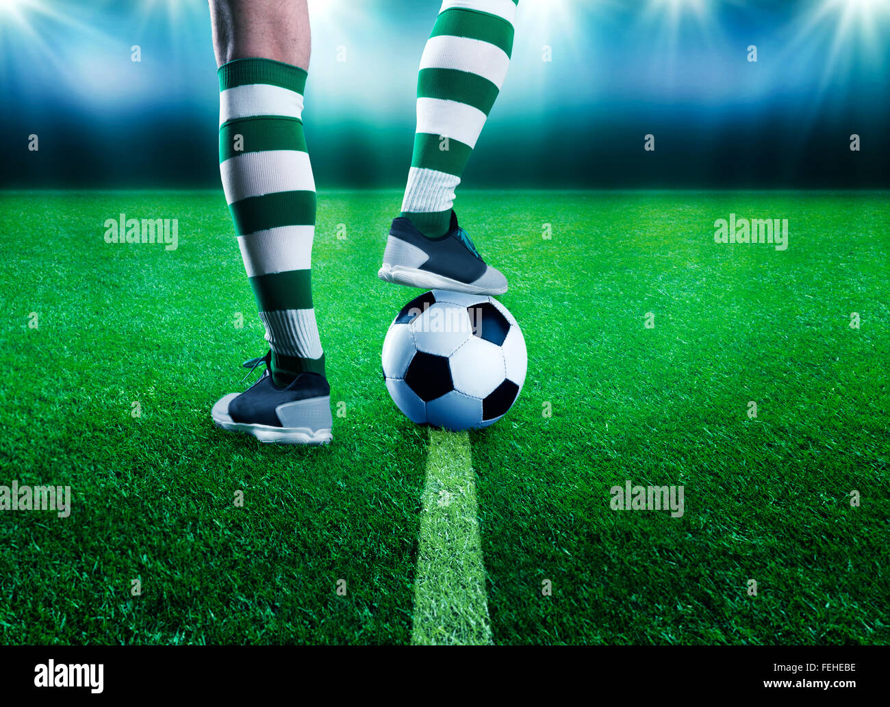 Football-player on the  football ground Stock Photo