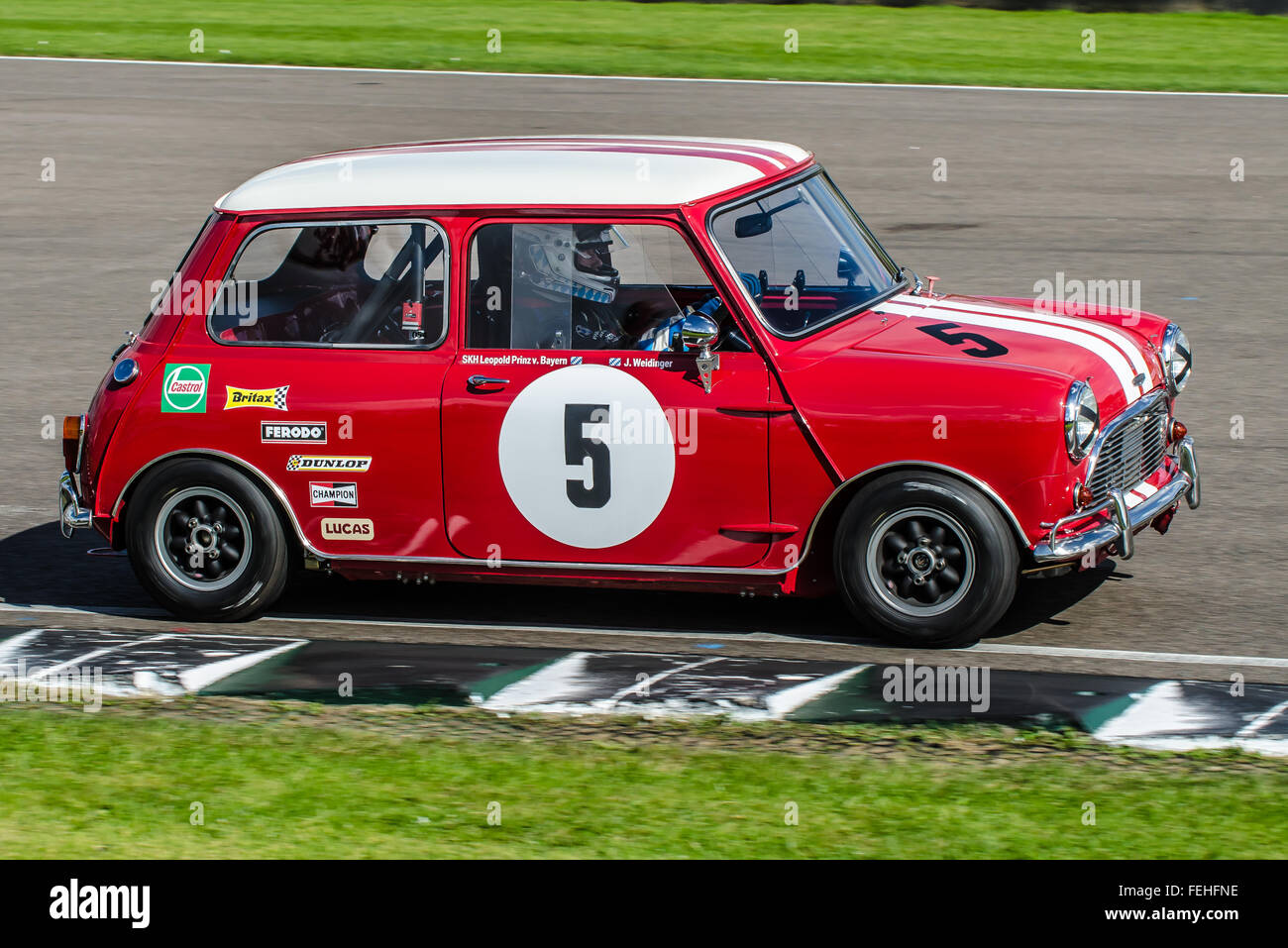 1964 Austin Mini Cooper S is owned by BMW Group and was raced by Leopold Prinz von Bayern at the 2015 Goodwood Revival Stock Photo