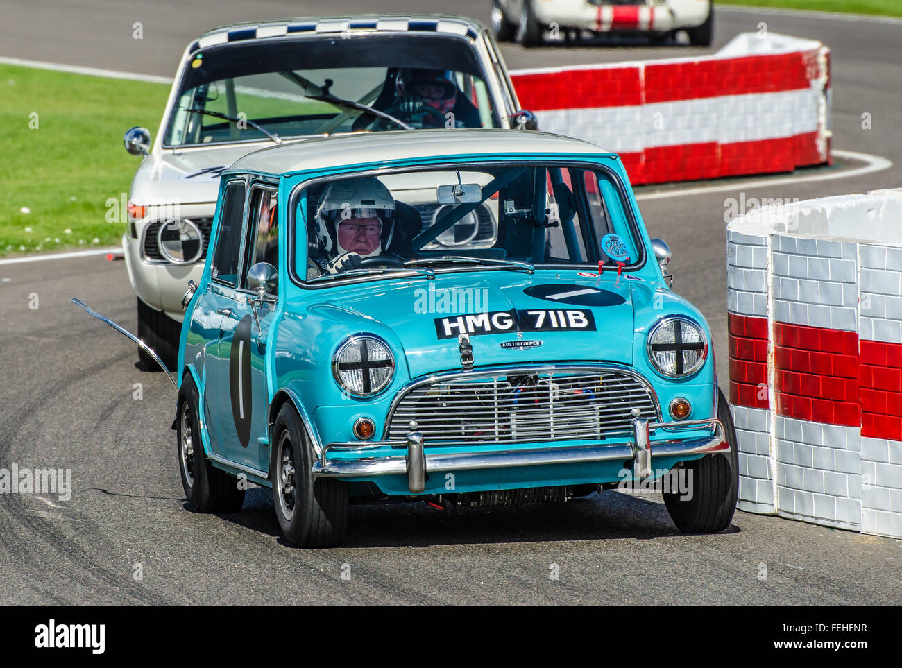 1964 Austin Mini Cooper S is owned by Jason Stanley and was raced by Rauno Aaltonen at the 2015 Goodwood Revival Stock Photo