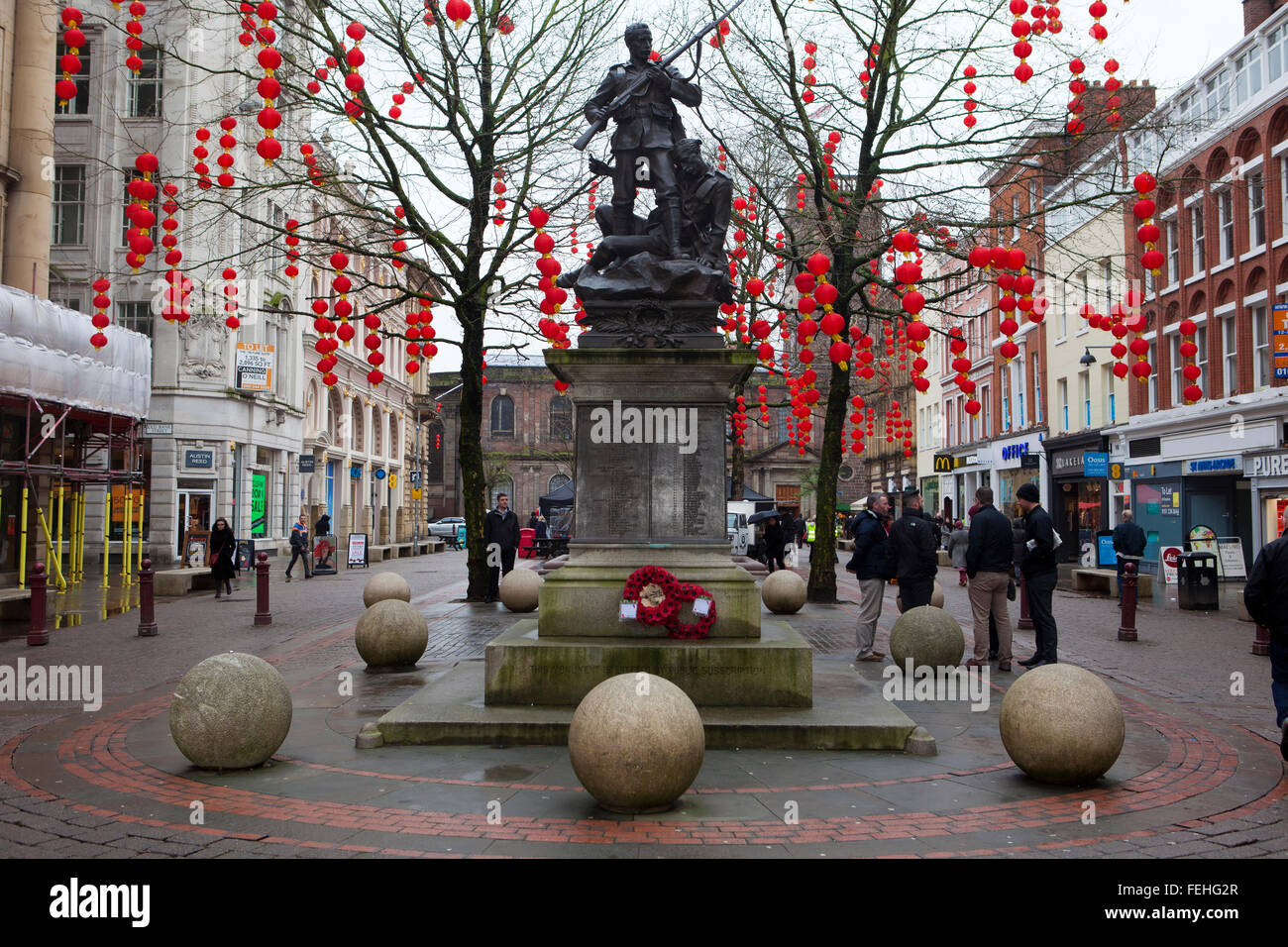 Chinese lanterns in St. Ann's Square, Manchester, UK Stock Photo