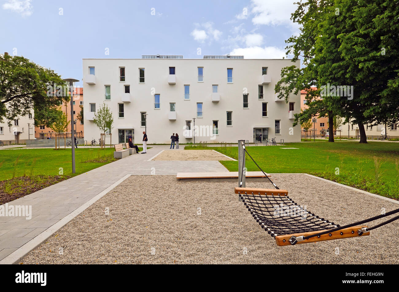 Picture of Modern residential buildings with outdoor facilities, Facade of new low ...