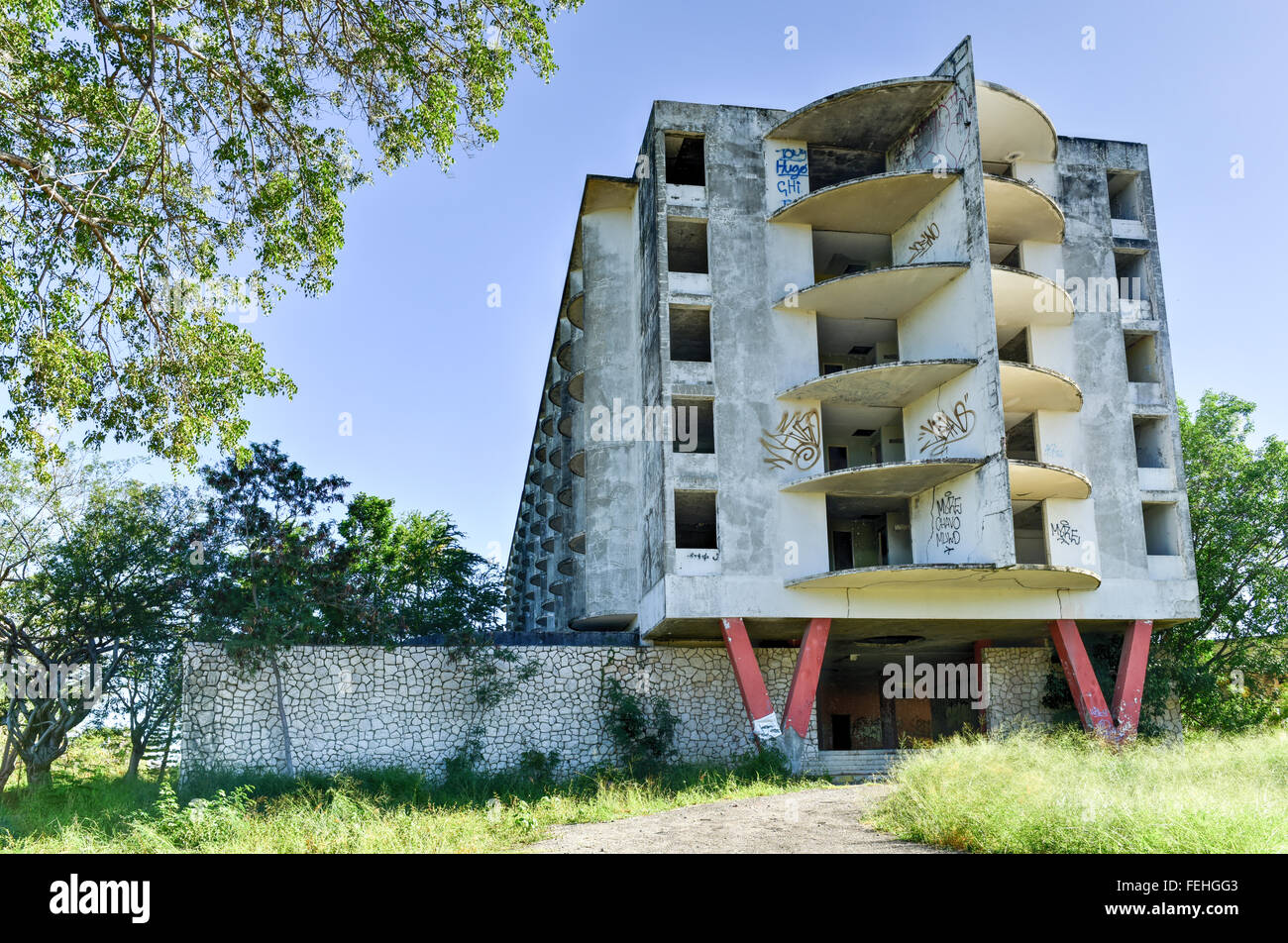 The Hotel Ponce Intercontinental is an abandoned hotel with a still existing structure. The structure, and what it once was, is Stock Photo