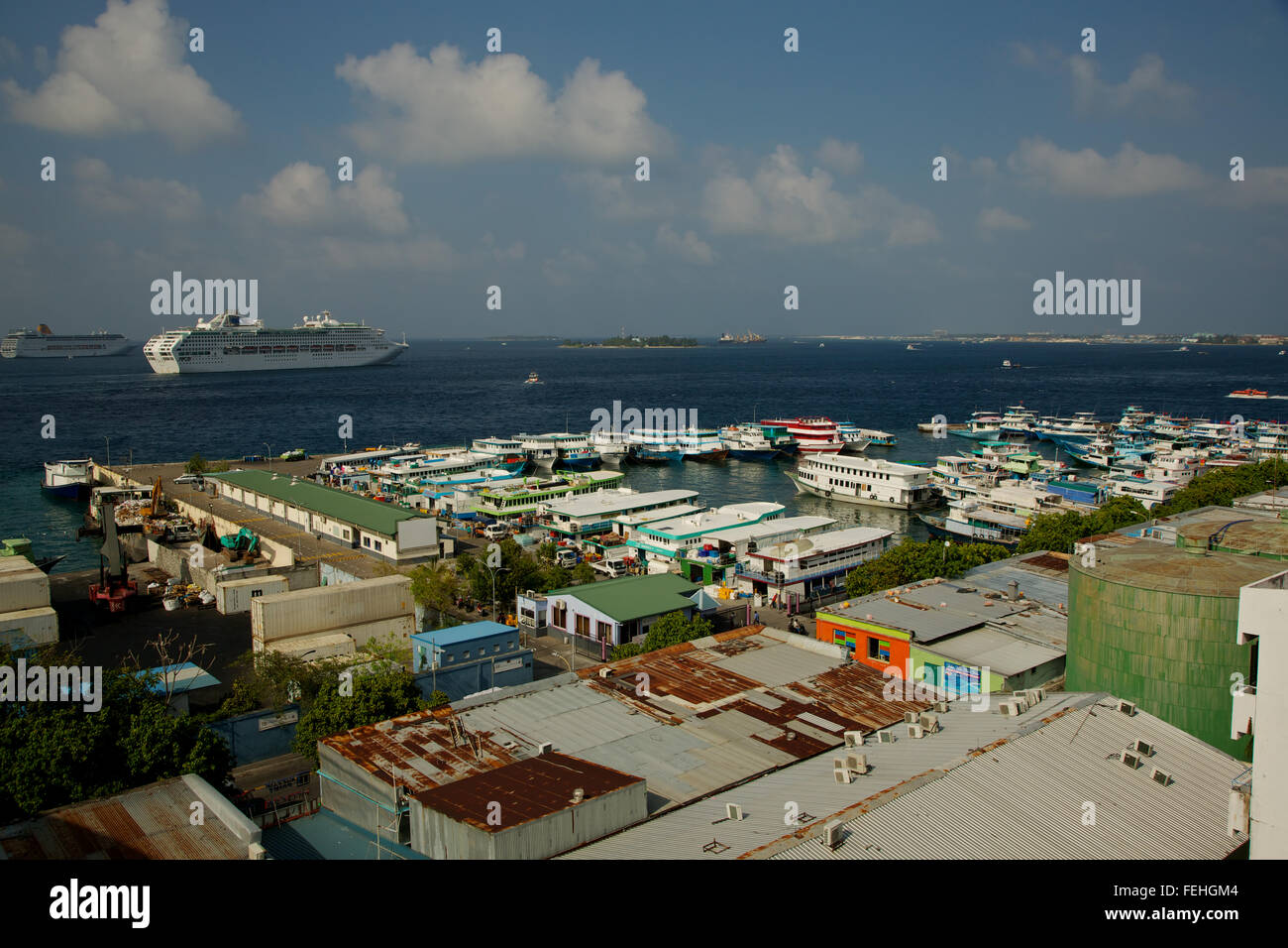 Male harbour, Male capitol city of the republic of Maldives Stock Photo