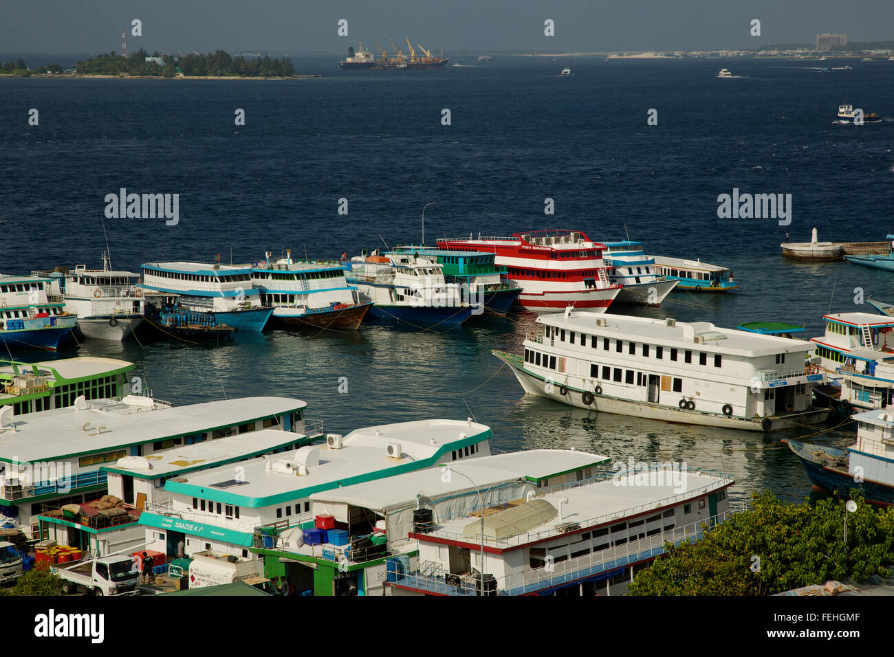 Male harbour, Male capitol city of the republic of Maldives Stock Photo