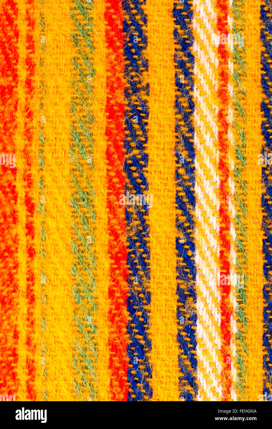 Striped woven textured background in colorful cloth Stock Photo