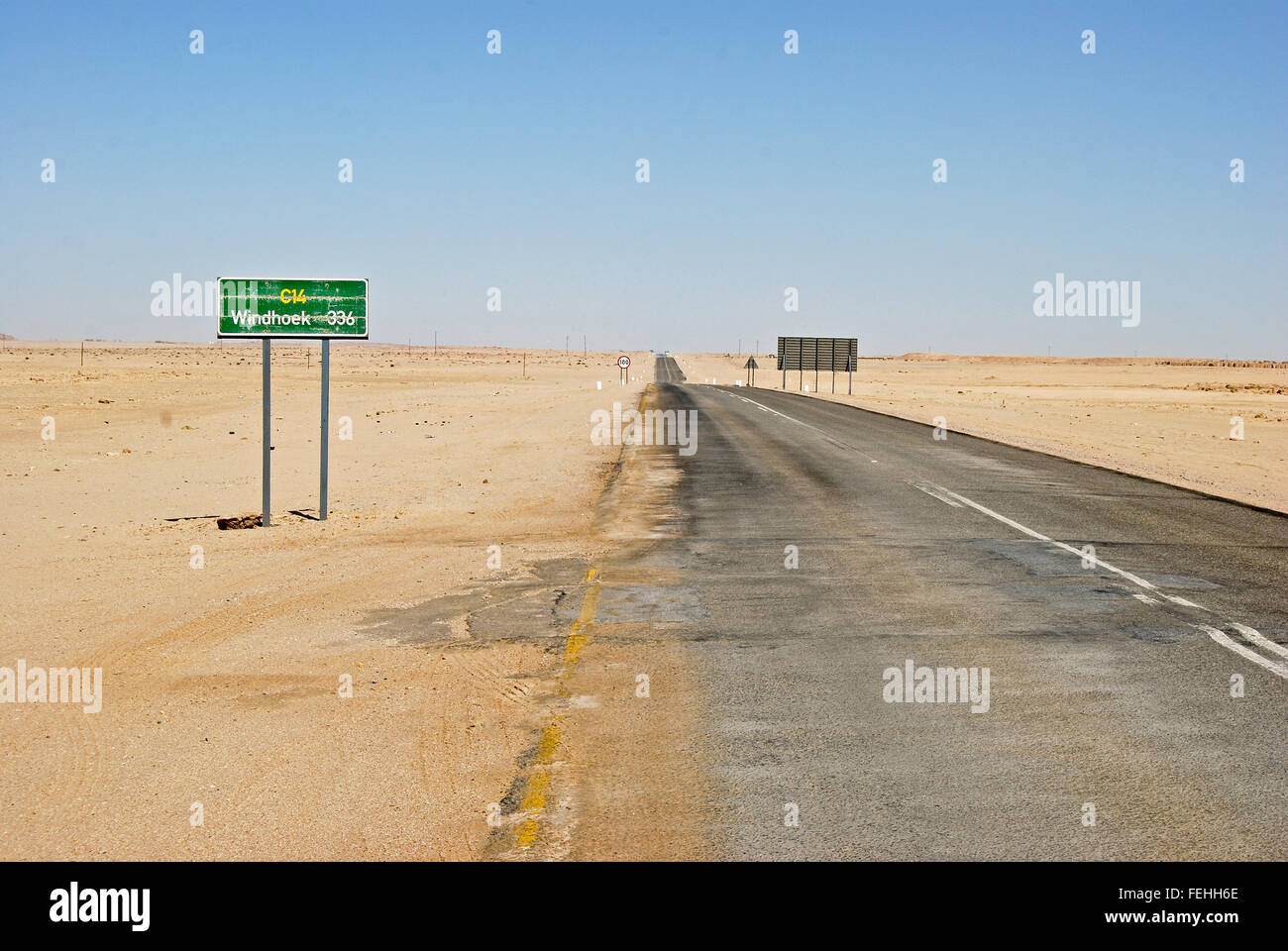 Road through Namib Naukluft Desert to Sossusvlei, Namibia Africa Stock Photo