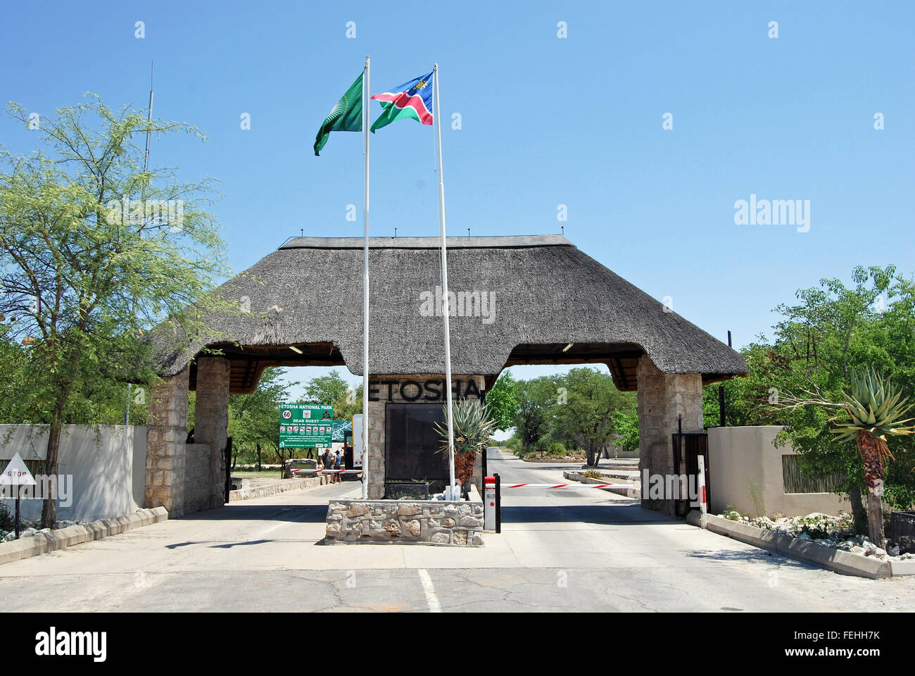 Anderson Gate, Entrance to Etosha National park Stock Photo