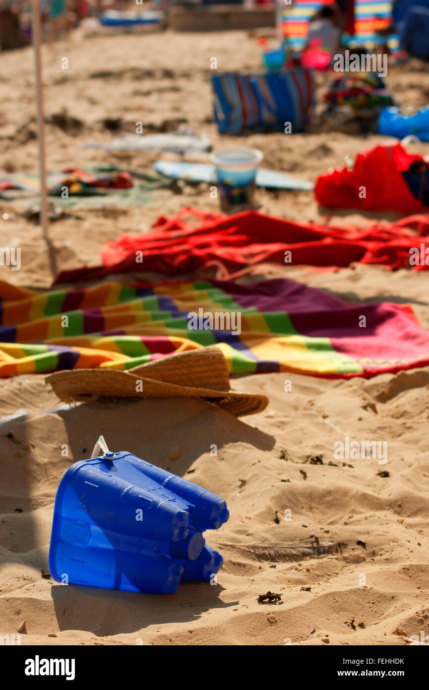 Detail of a section of the beach at Walton on the Naze, Essex, UK on a hot  August day. Stock Photo