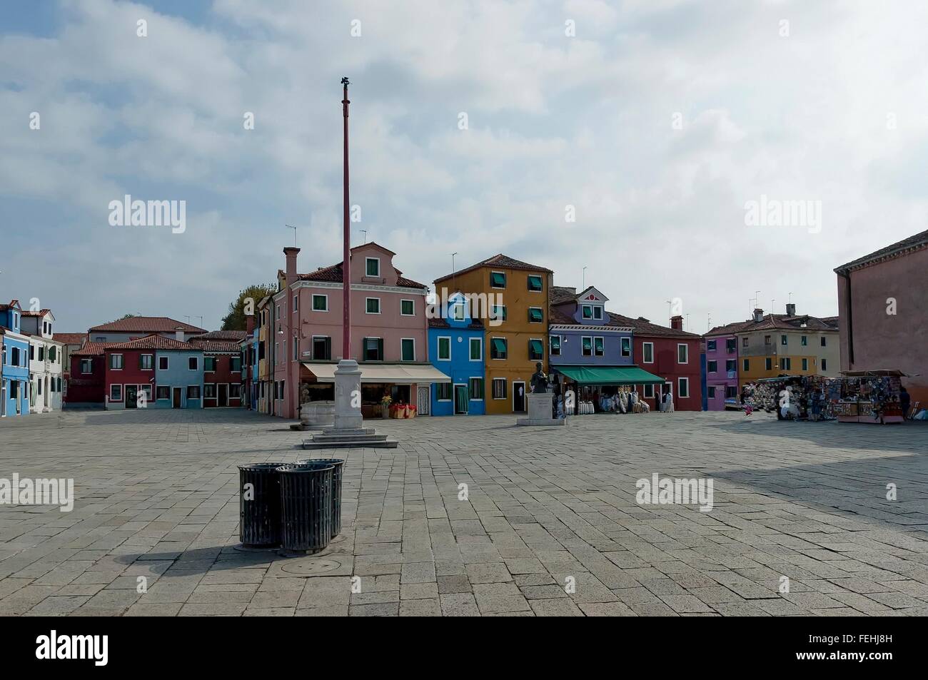 Square Baldassare Galuppi, byname Il Buranello on the famous island Burano, Venice, Italy Stock Photo