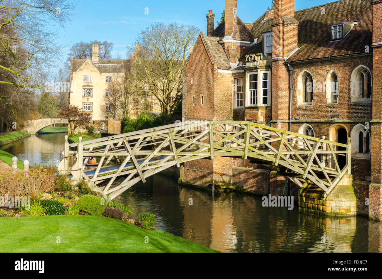 Mathematical Bridge, Queens College, Cambridge, UK Stock Photo