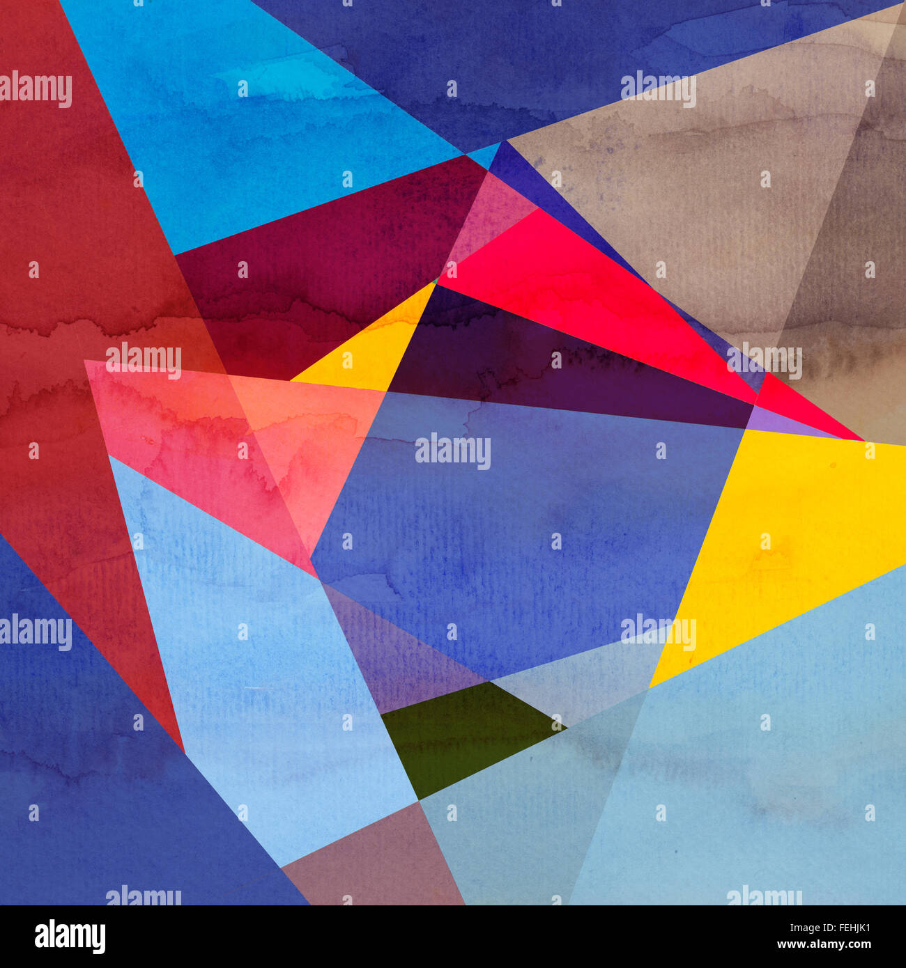 Abstract watercolor background with colorful geometry elements Stock ...
