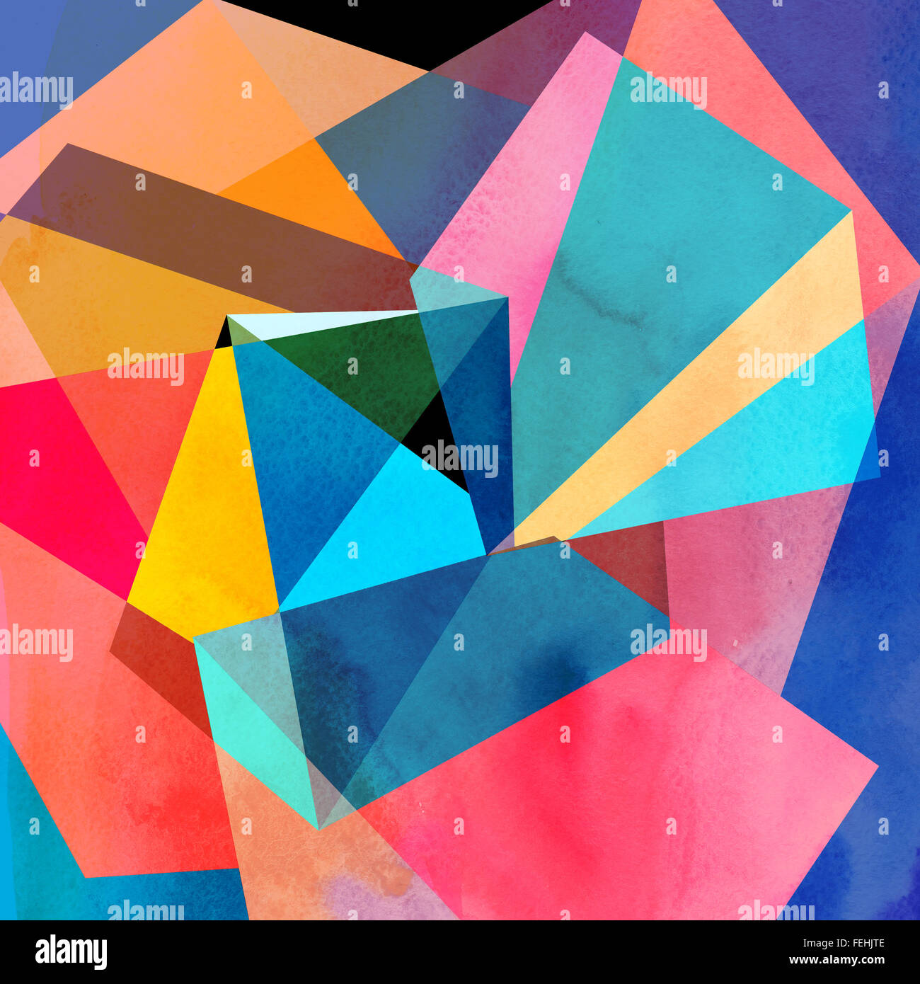 Abstract watercolor background with colorful geometry elements Stock ...