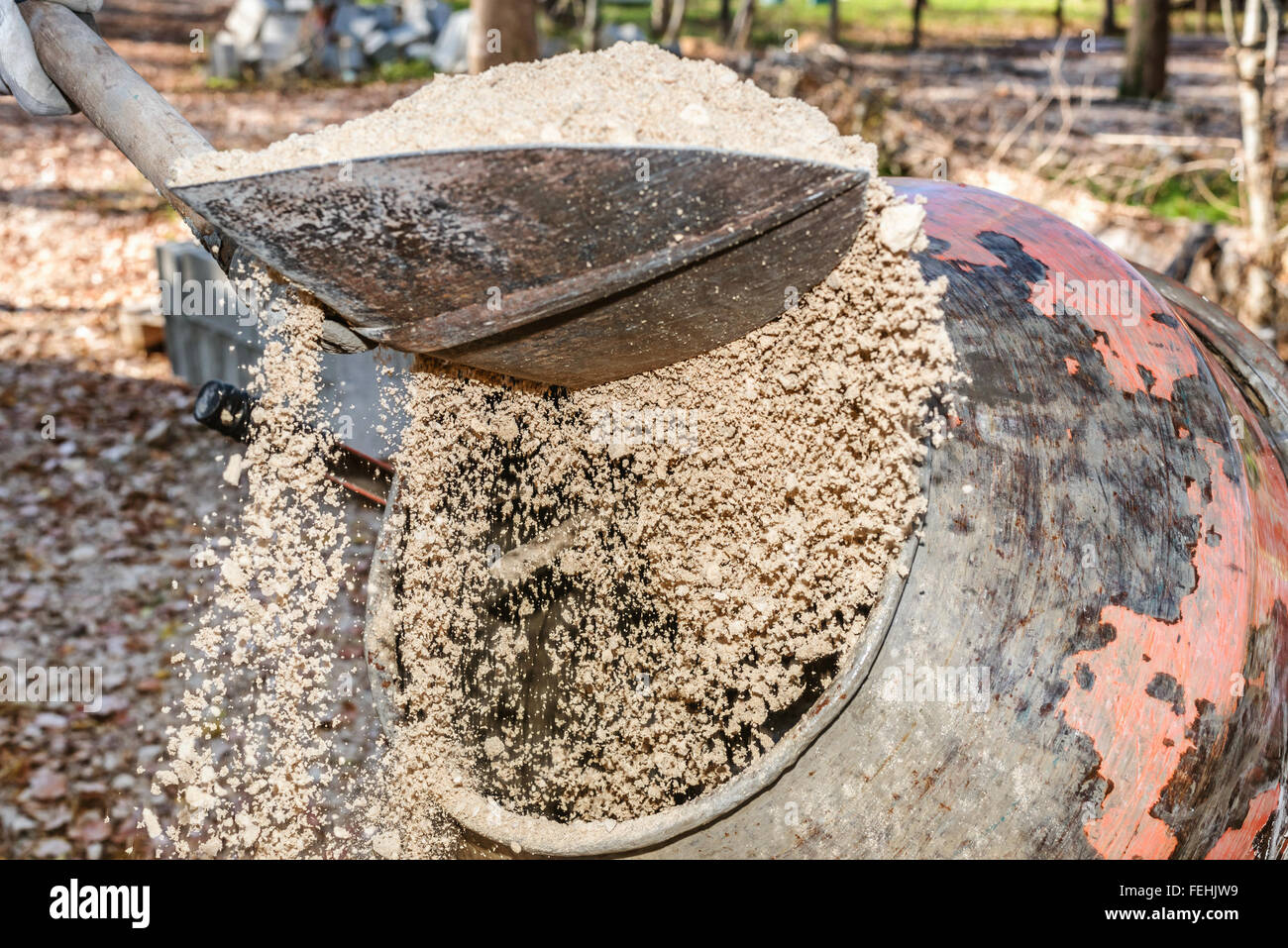 Construction mixing gravel cement concrete hires stock photography and