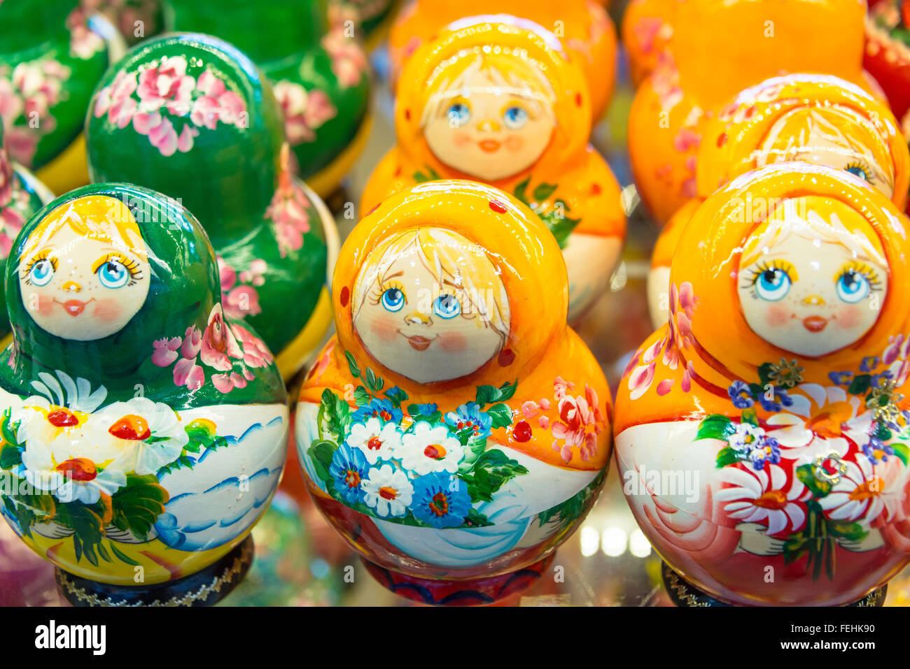 Souvenir Russian Matryoshka nesting dolls, Saint Petersburg, Northwestern Region, Russian Republic Stock Photo