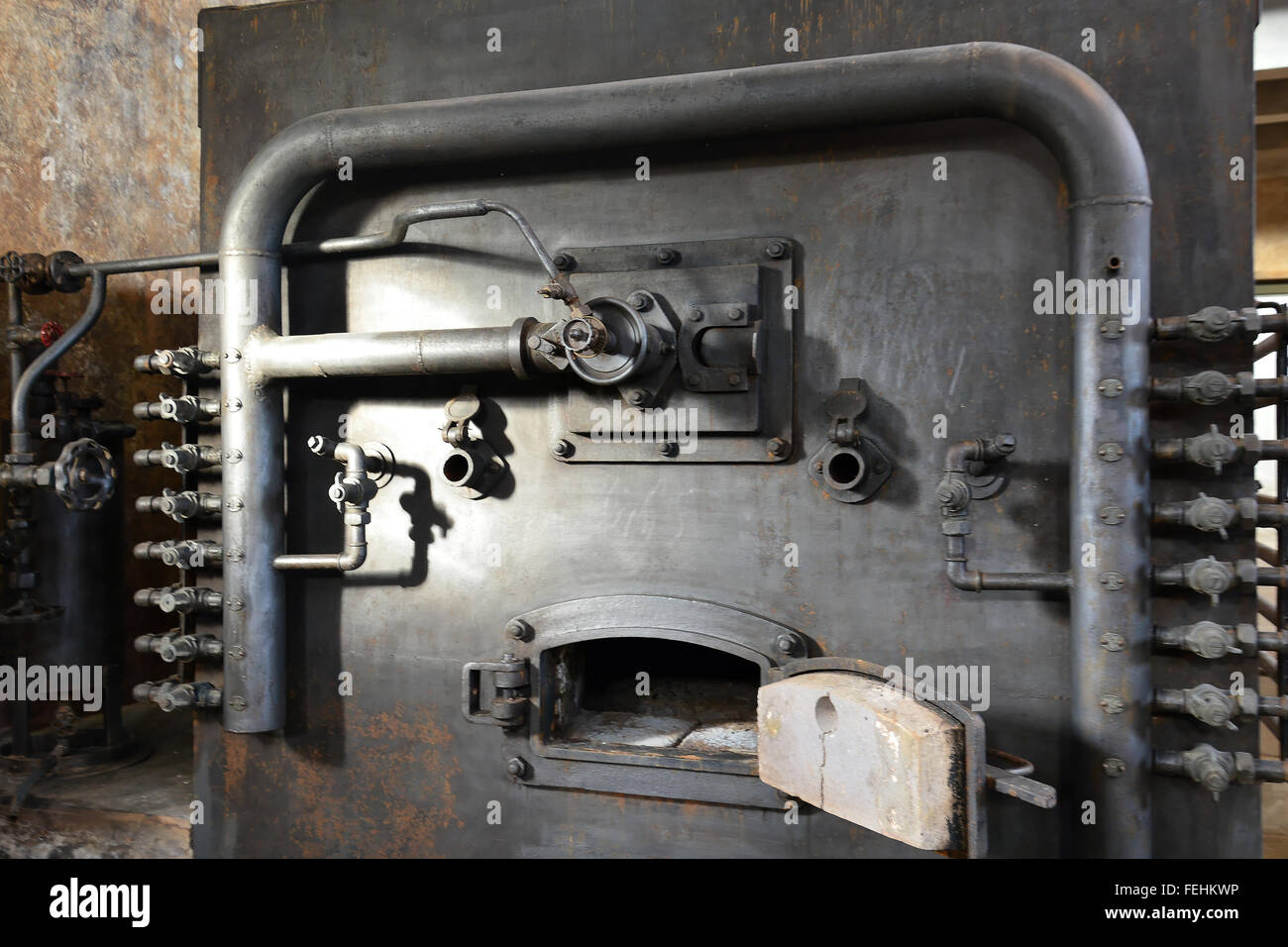 Close up of the oven at crematorium at the Terezin concentration camp in the Czech Republic. Stock Photo