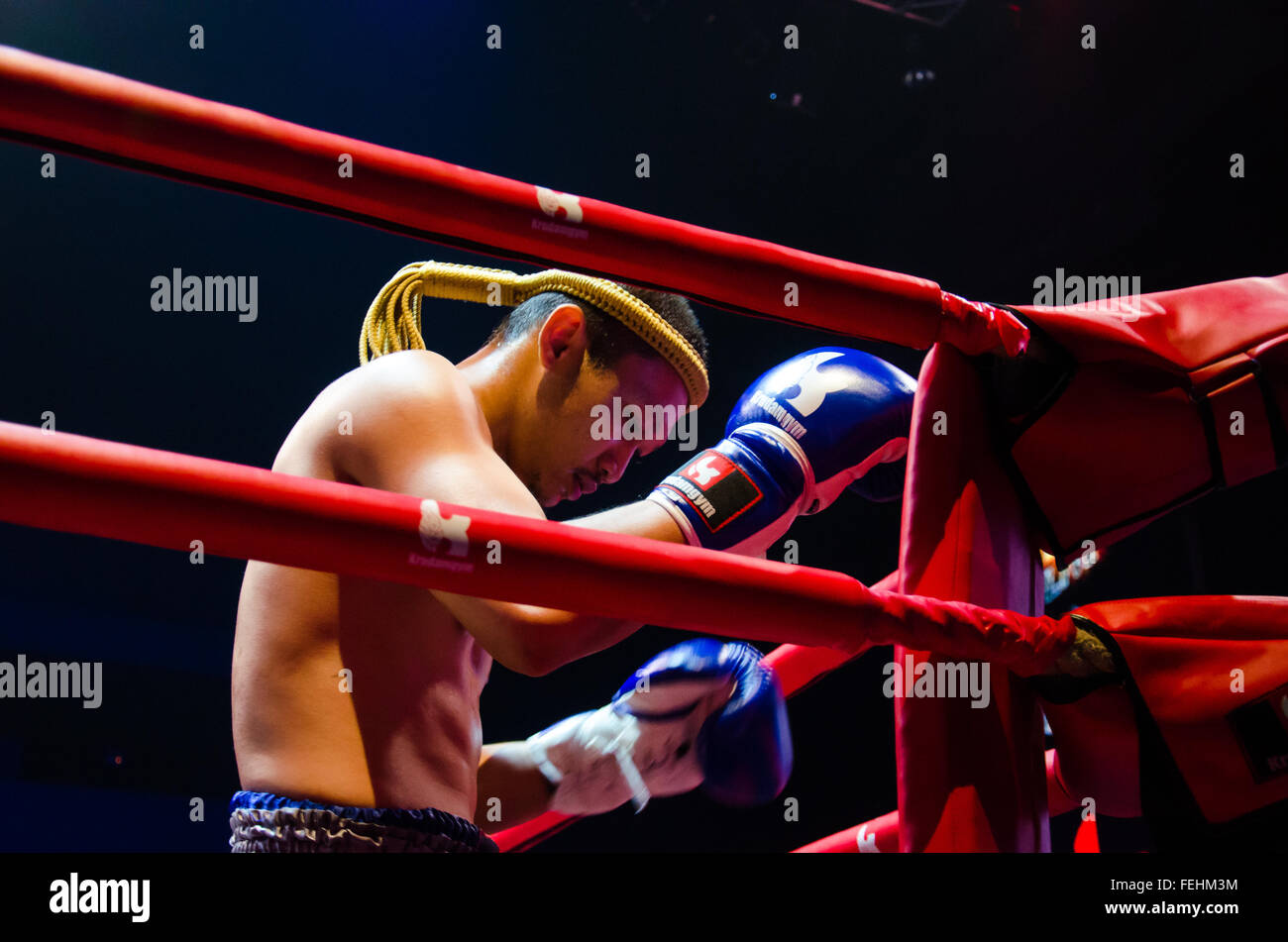 Bangkok, Thailand. 6th February, 2016. Sakchay K. in Krudam Fight #4 on Muaythai Day at Asia Tique on February 6, 2016 in Bangkok, Thailand. Credit:  Chatchai Somwat/Alamy Live News Stock Photo