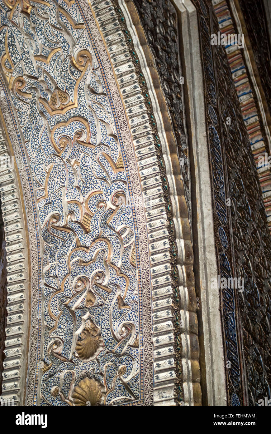 Arabesque pattern at inside the Alcazar of Seville, Spain Stock Photo ...