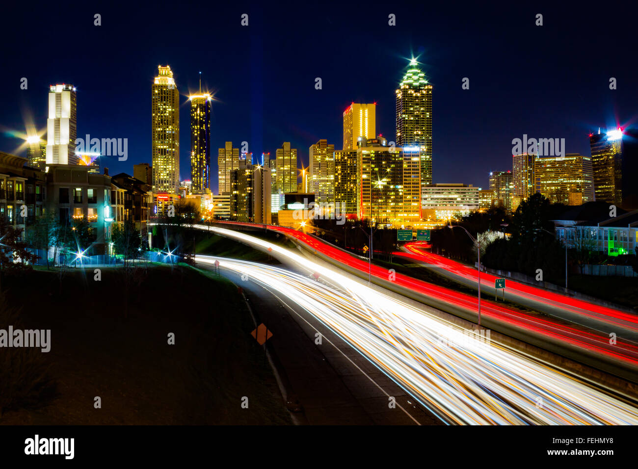 Time Lapse of Atlanta Traffic Stock Photo