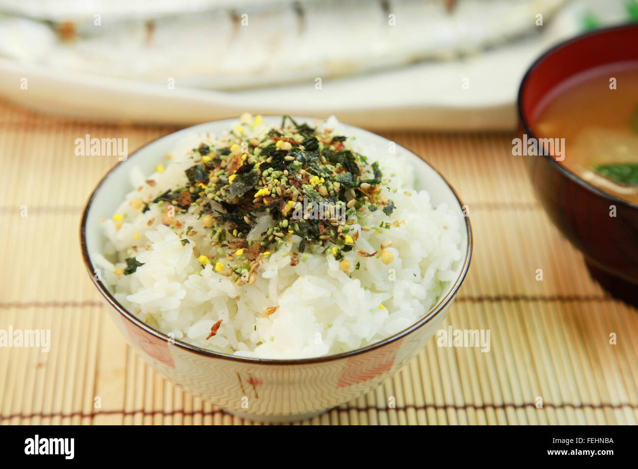 Rice with rice seasoning Stock Photo - Alamy