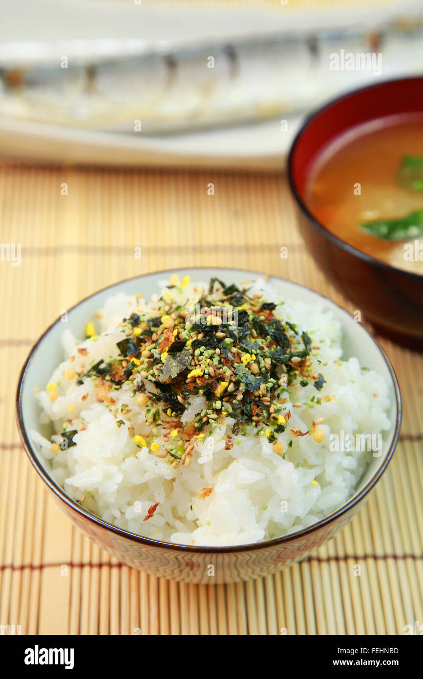 Rice with rice seasoning Stock Photo - Alamy