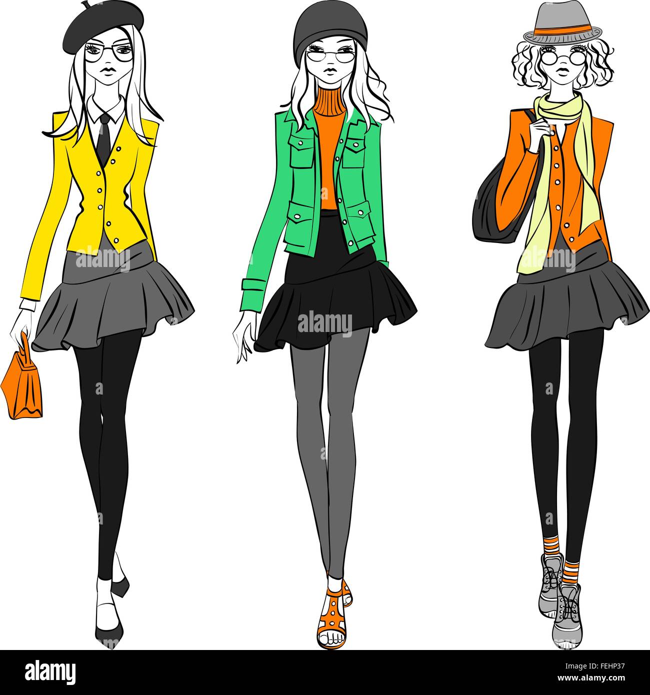 Vector beautiful fashion girls top models Stock Vector Image & Art - Alamy