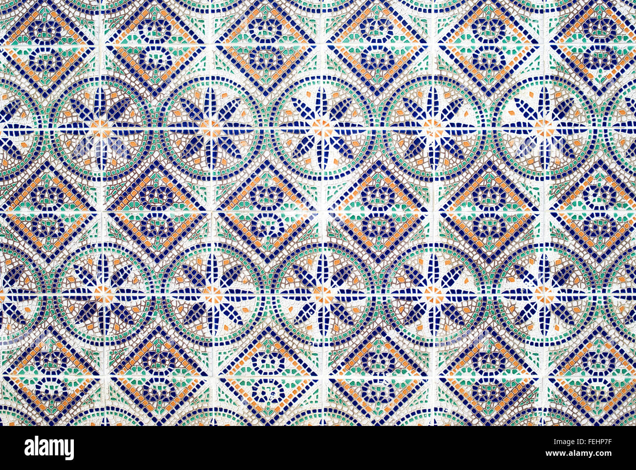 Detail of azulejos, traditional Portuguese tiles Stock Photo