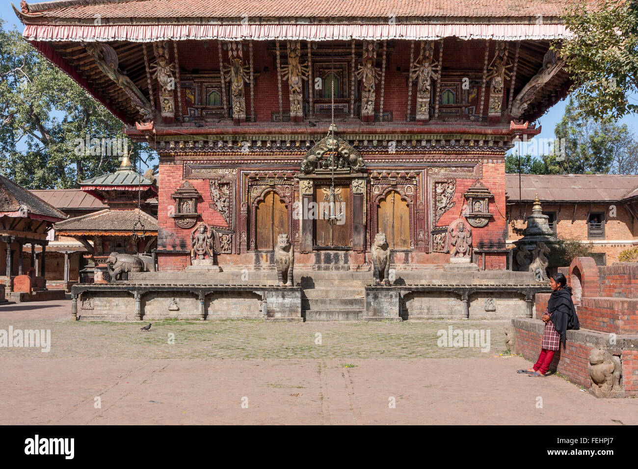 Nepal, Changu Narayan Temple, before April 2015 earthquake.  Temple was heavily damaged in the earthquake, but will be repaired. Stock Photo