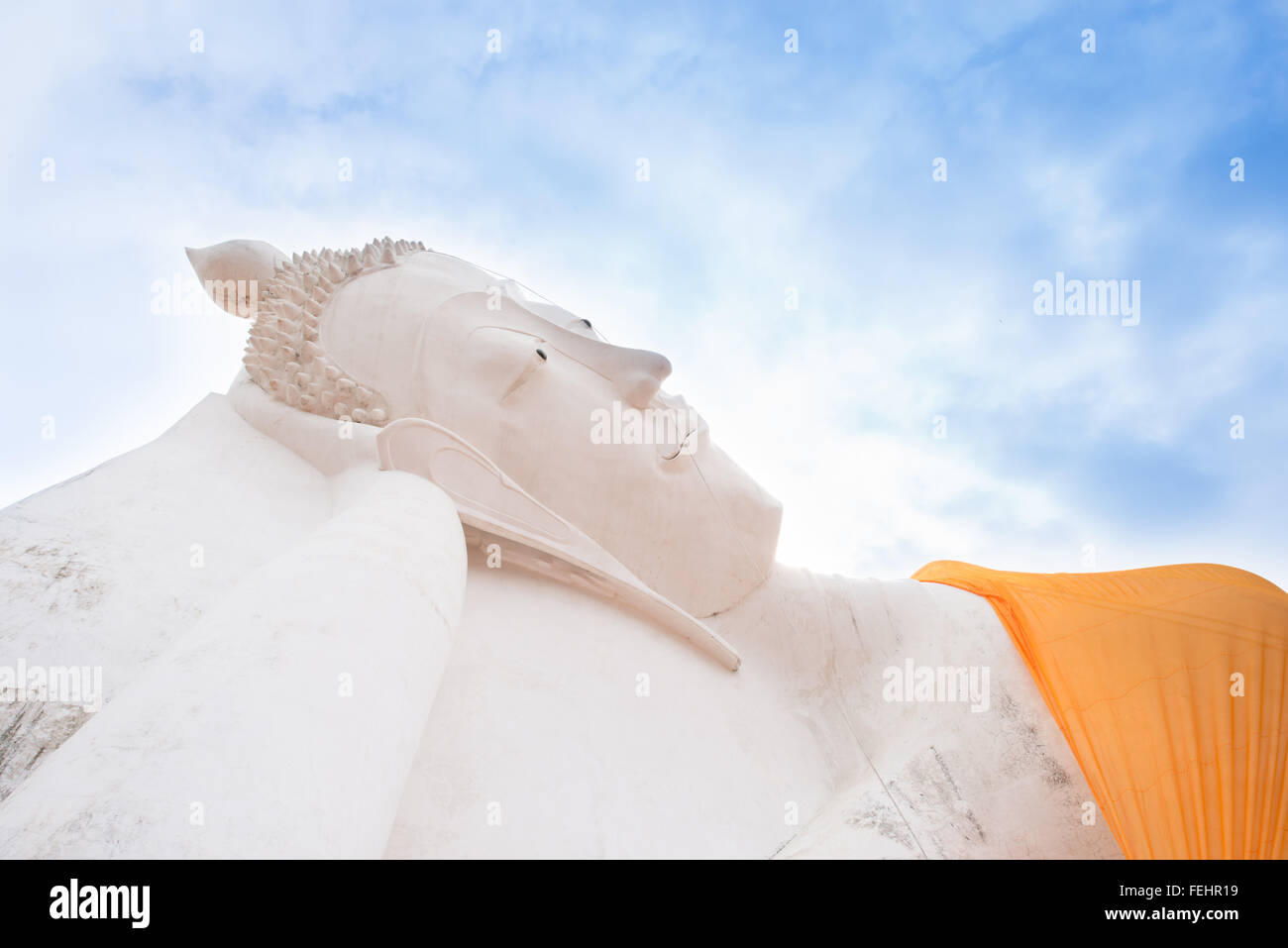 Sleeping Buddha Statue in Ayutthaya Temple, Thailand Stock Photo