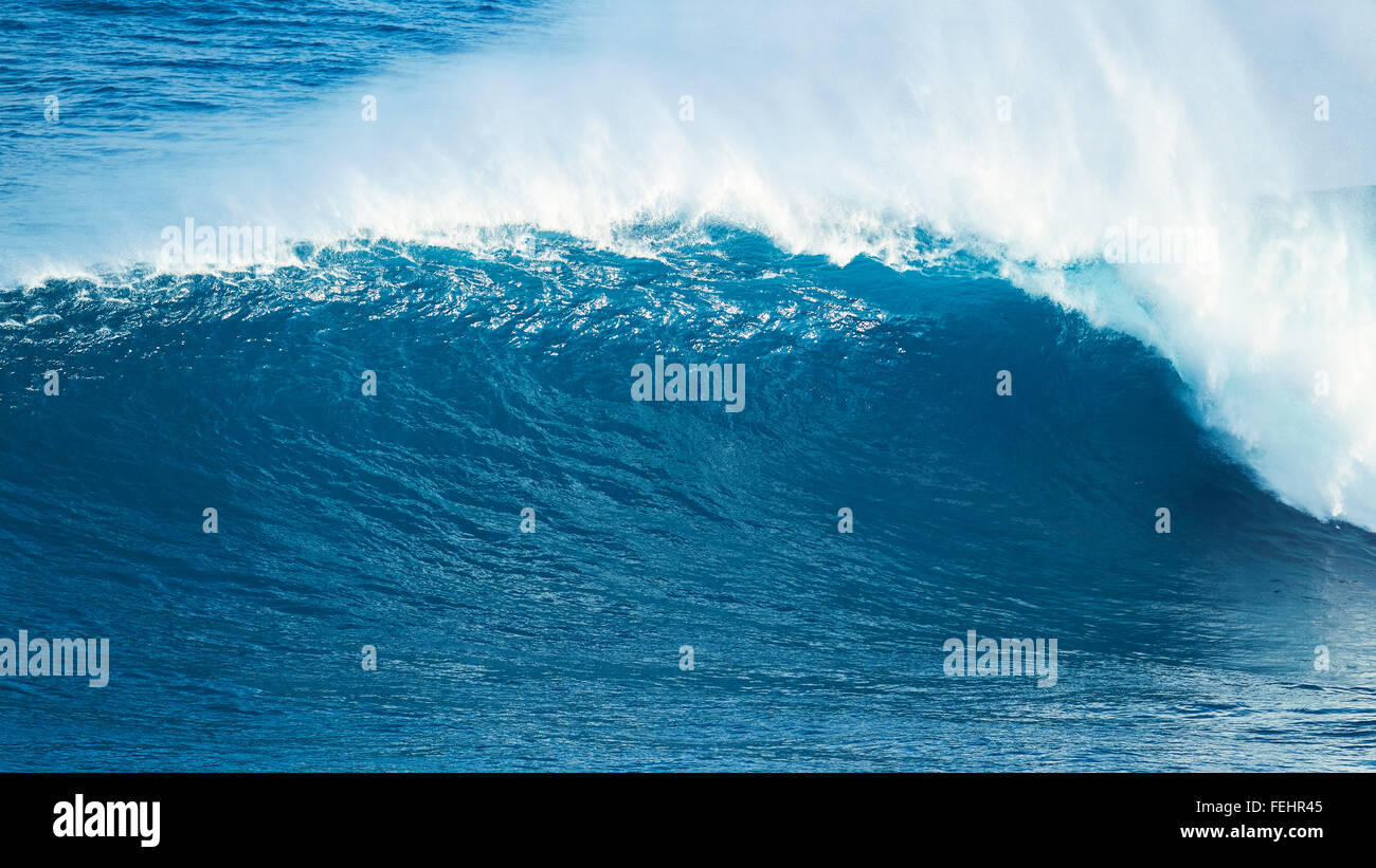 Giant Powerful Blue Ocean Wave Stock Photo