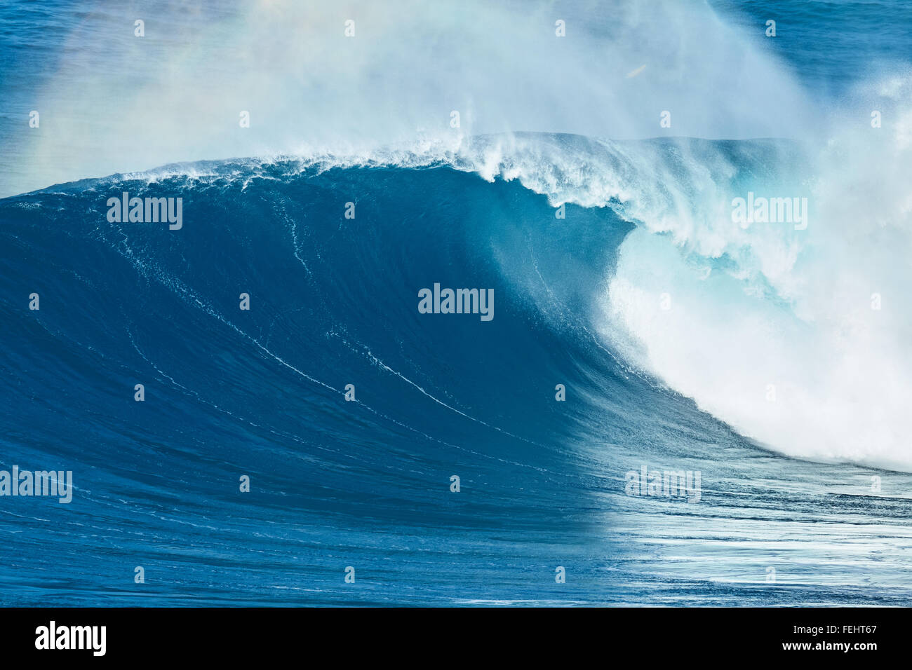 Giant powerful blue ocean wave Stock Photo