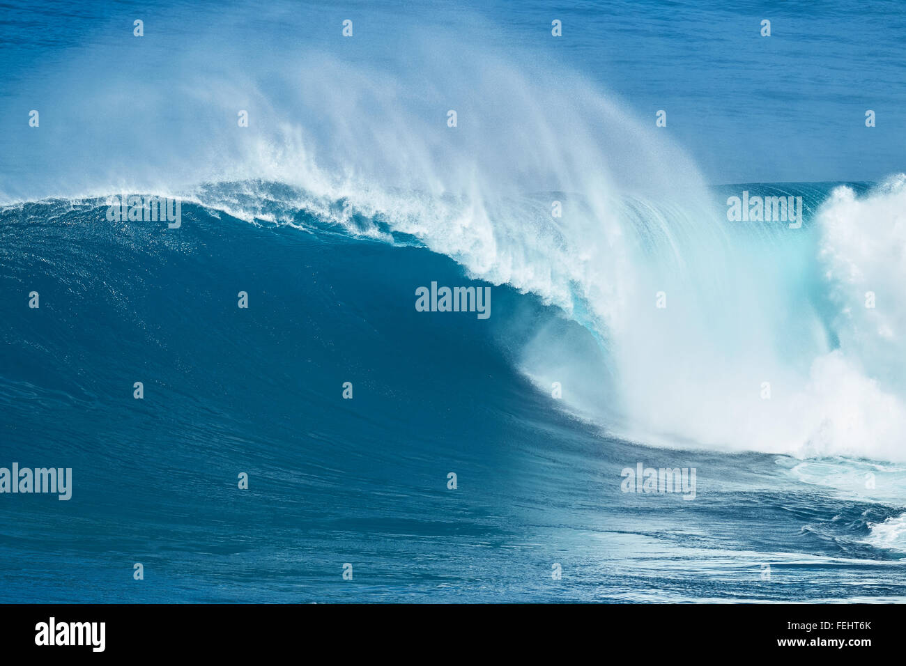 Giant powerful blue ocean wave Stock Photo