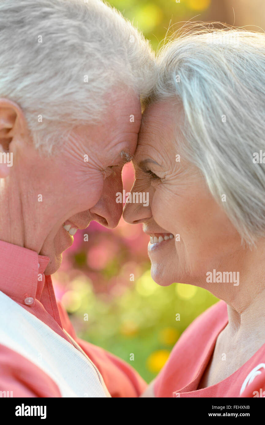 Senior couple in summer park Stock Photo - Alamy